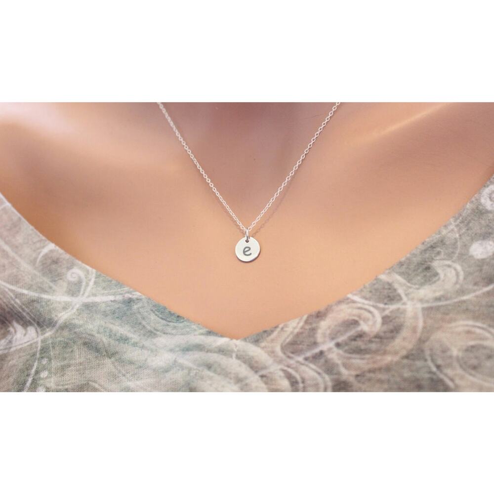 Sterling Silver Tiny Lowercase E Charm Necklace - image 2